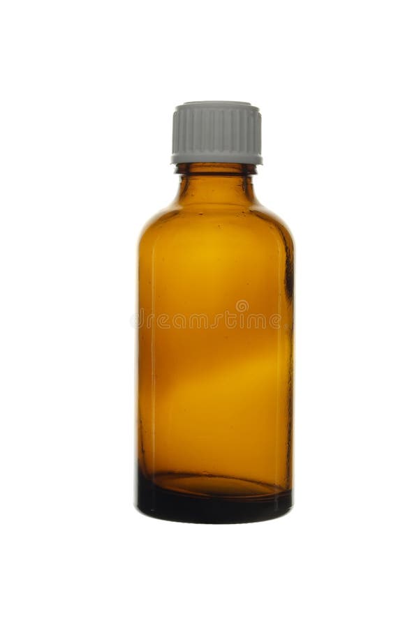 Empty glass vial brown. stock photos