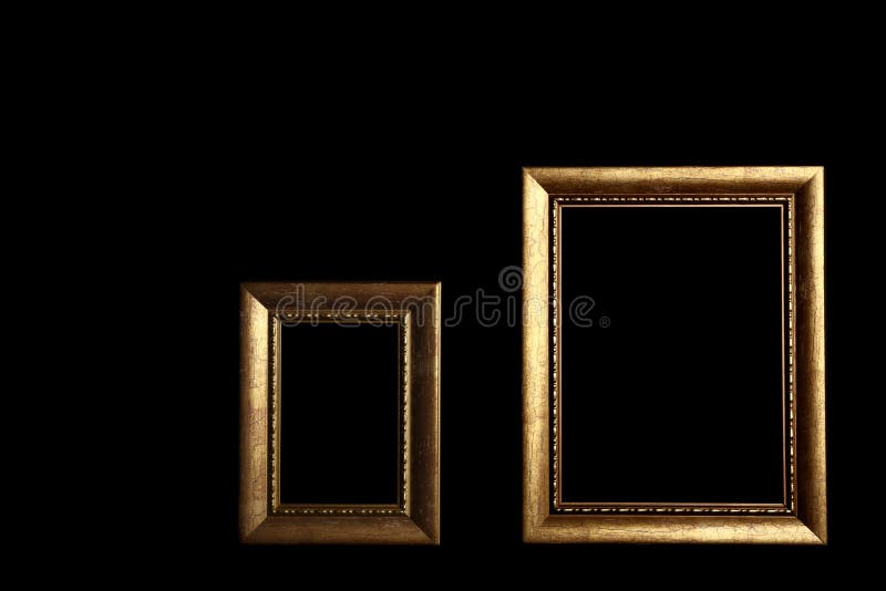 Empty Golden Frames on Black Background. Stock Photo - Image of gold,  decoration: 149221038