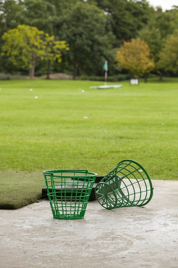 Empty Golf Ball Baskets at Driving Range Stock Image Image of fitness