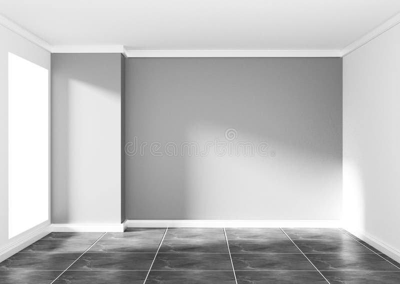 Empty Gray Conference Room Interior with Wood Floor on White Wall