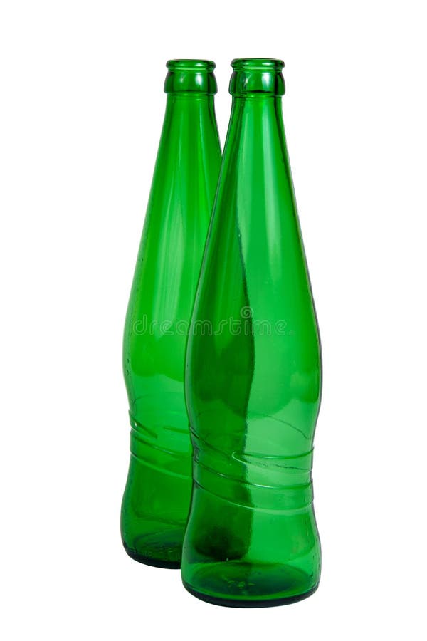 Empty Green Glass Bottle of Beer or Lemonade Isolated on the White