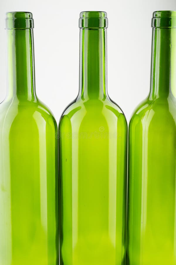 Empty Green Wine Bottles on White Stock Image Image of alone, pinot