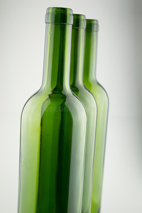 Empty Green Wine Bottles on White Stock Image Image of
