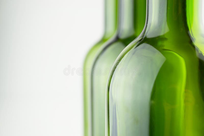 Empty Green Wine Bottles Isolated on White Stock Image Image of