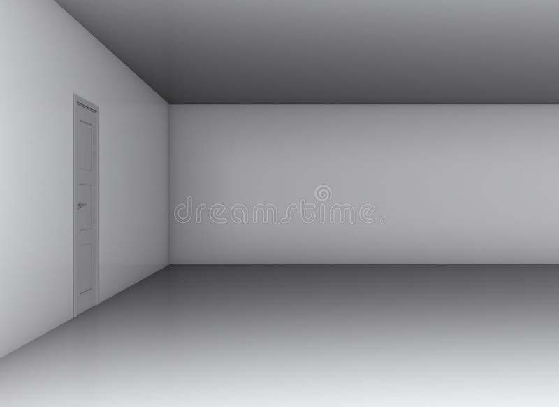 Empty Grey Room with Closed Door Stock Image Image of showroom, clean