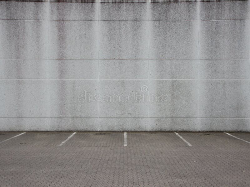 Empty Grey Urban Ghetto Parking Lot with Wall