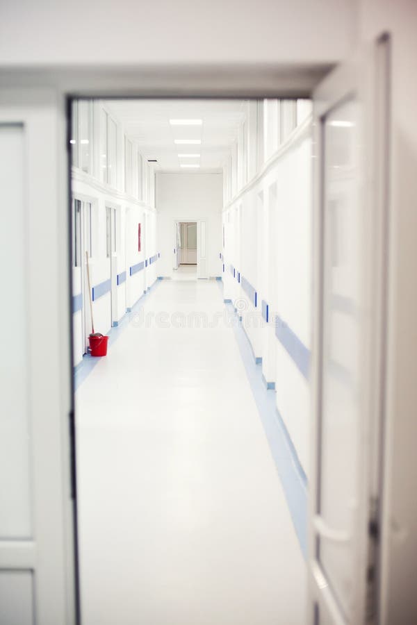 Empty hospital corridor stock images