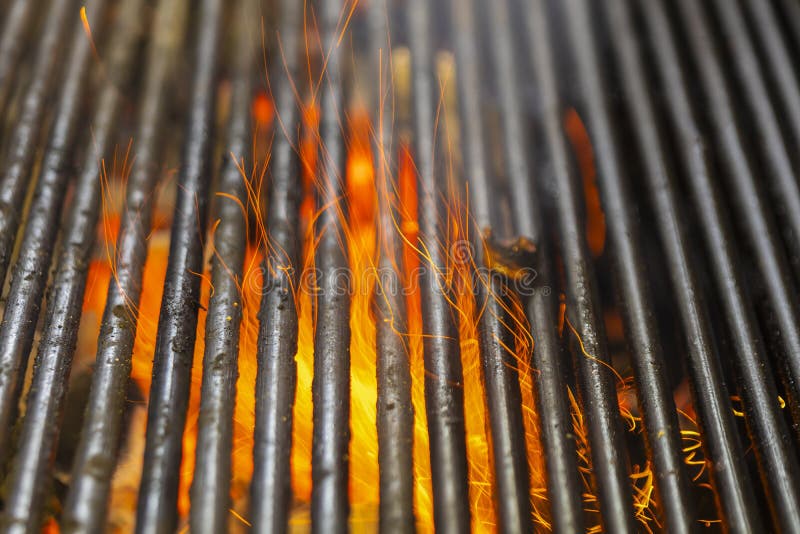 Hot Charcoal Barbecue Grill with Bright Flame Stock Image Image of
