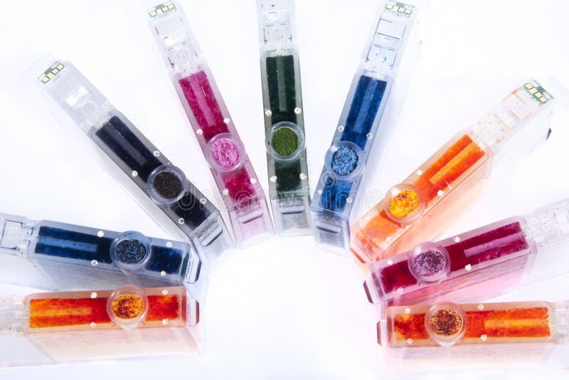 Empty Inkjet Printer Ink Cartridges royalty free stock image