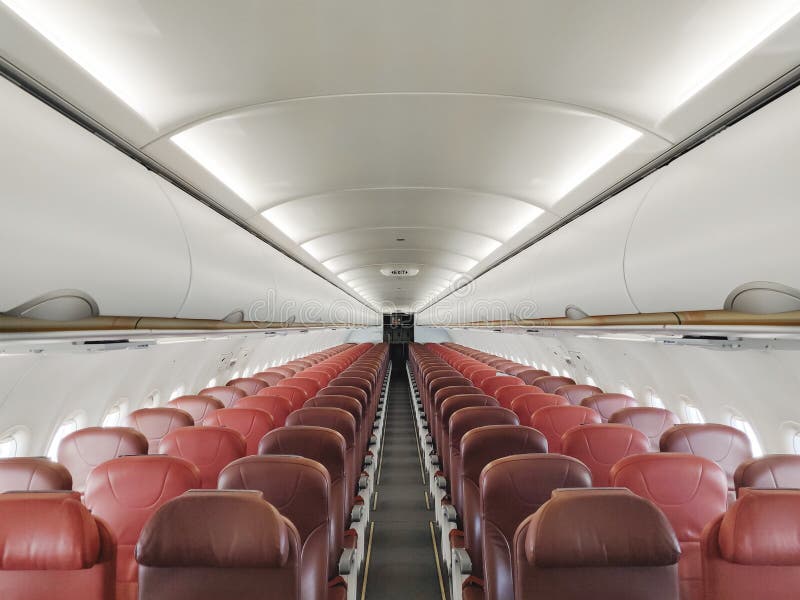 Empty Interior Cabin of an Airbus A320 Neo with Red Seats and Trim. Many  Airlines Face Dire Straits As they Face a Worldwide Stock Image - Image of  covid19, coach: 183862727