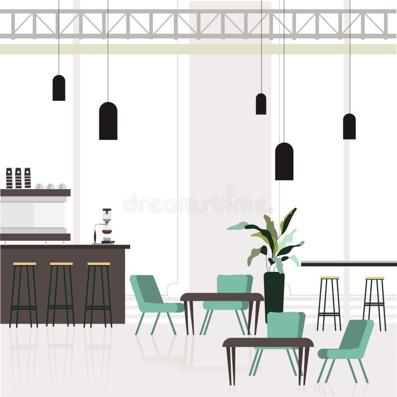 Empty Interior Cafe, Cafeteria Design with Bar Counter and Place for  Customers Stock Vector - Illustration of background, house: 202680353