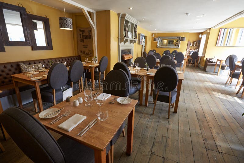 Empty Interior Of Contemporary Restaurant stock photo