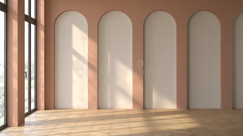 Empty interior room Memphis style 3d illustration vector illustration