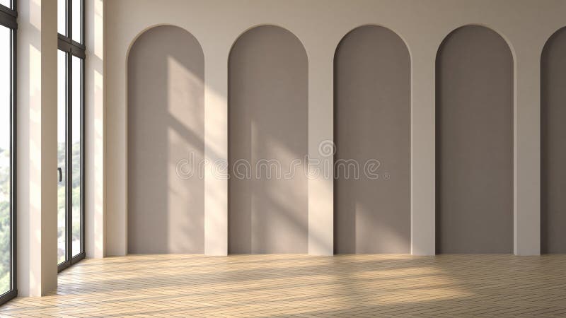 Empty interior room Memphis style 3d illustration royalty free illustration