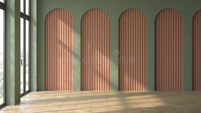 Empty interior room Memphis style 3d illustration stock illustration