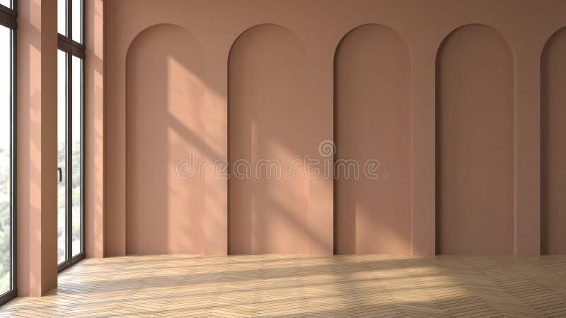 Empty interior room Memphis style 3d illustration stock illustration