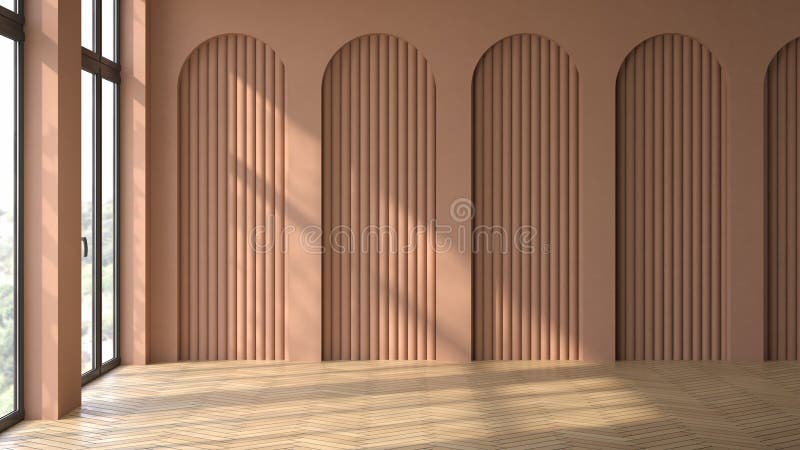 Empty interior room Memphis style 3d illustration royalty free illustration