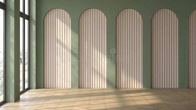 Empty interior room Memphis style 3d illustration stock illustration