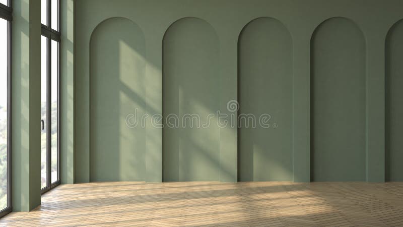 Empty interior room Memphis style 3d illustration stock illustration