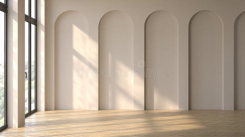 Empty interior room Memphis style 3d illustration royalty free illustration