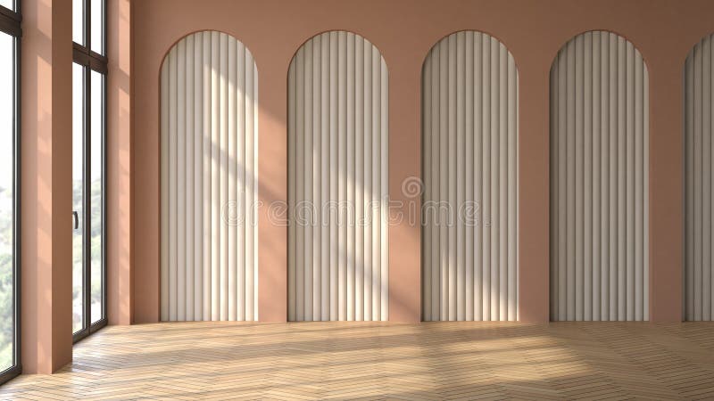 Empty interior room Memphis style 3d illustration royalty free illustration
