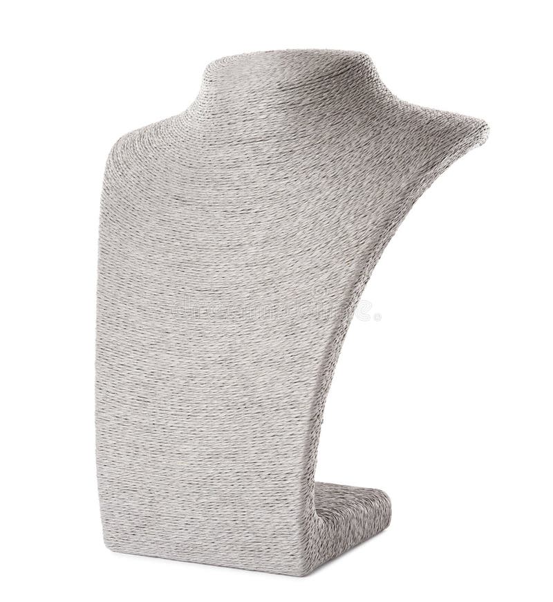 Empty Light Grey Mannequin Jewelry Bust Isolated on White Stock Image