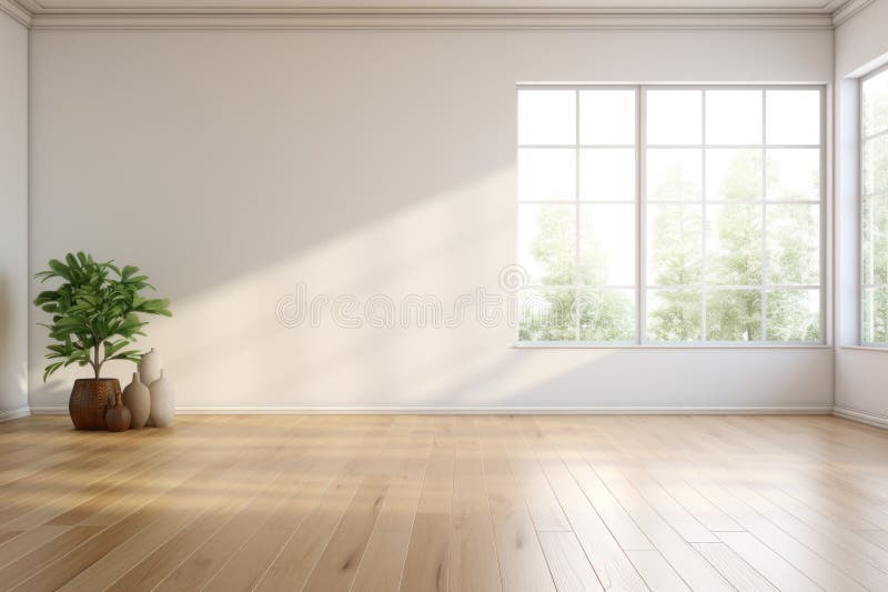 Empty light room interior stock illustration. Illustration of window