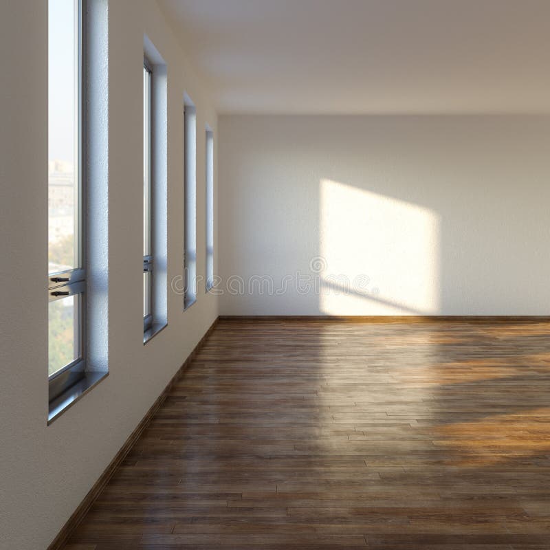 Empty Living Room With Laminate Flooring royalty free illustration