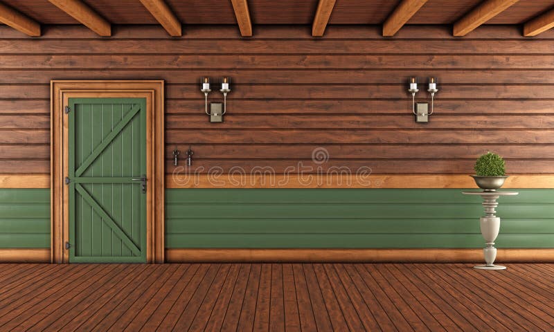 Empty Living room of a wooden house royalty free illustration Empty Living room of a wooden house royalty free illustration