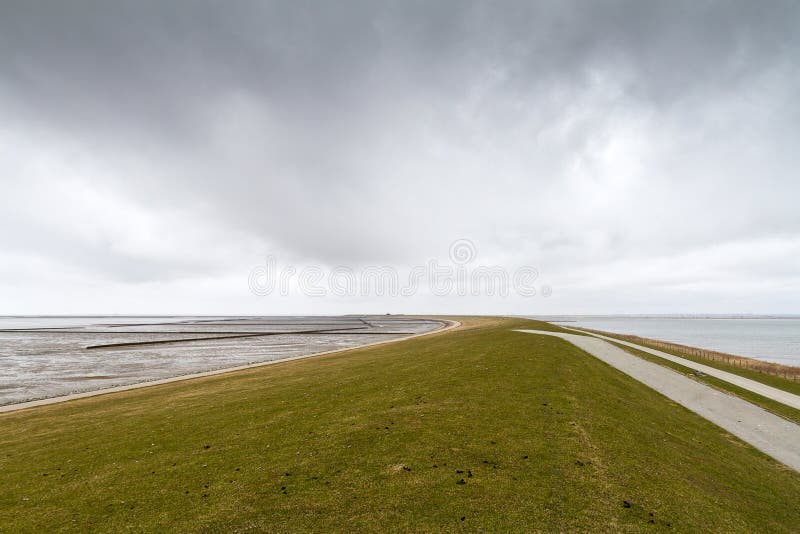 Empty with cloudy sky near Nordstrand, Schleswig-Holstein