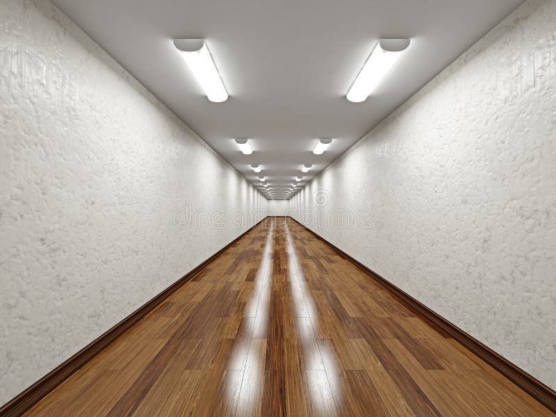 The empty long corridor vector illustration