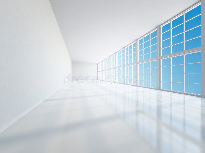 The empty long corridor vector illustration