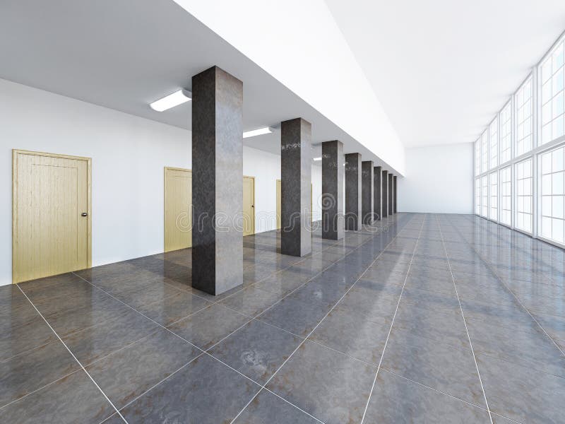 The empty long corridor stock illustration