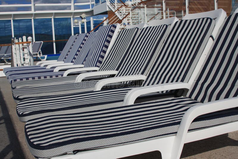 Empty Lounge Chair on the Cruise Ship Stock Image Image of ship, line