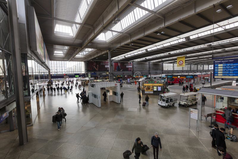 Almost Empty Main Train Station in Munich, Germany, during the Spring