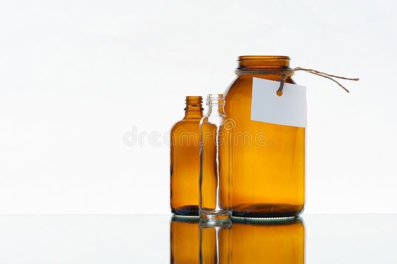 Empty Medicine Bottles on the Light Background Stock Image Image of