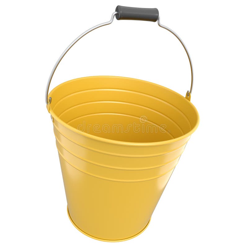 Empty Metal Garden Bucket for Hydration of Plants Isolated on a White