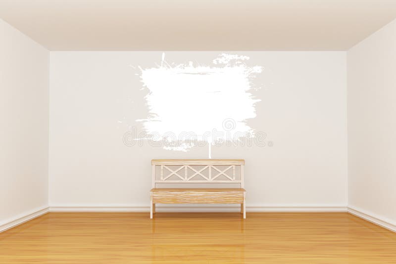 Empty minimalist interior with bench