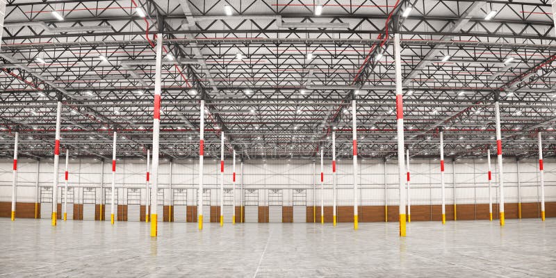 Empty modern warehouse. 3d royalty free illustration