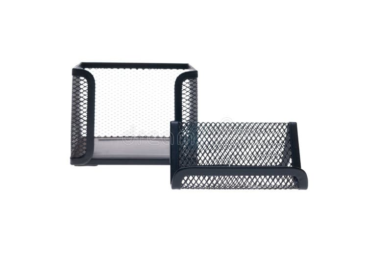 Empty Name Card and Paper Note Cube Holders Stock Image Image of name