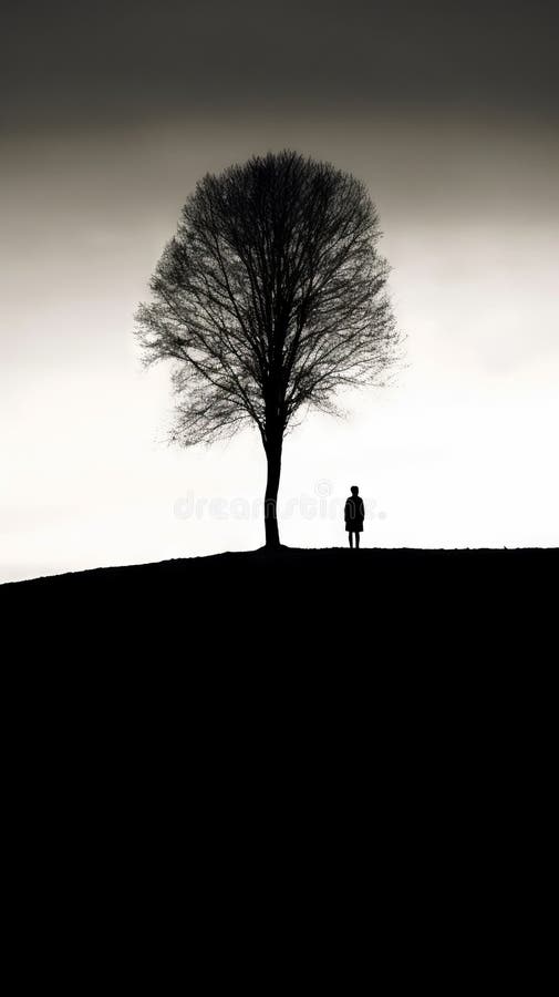 Tree Silhouette with Blank Space Stock Vector - Illustration of alone ...