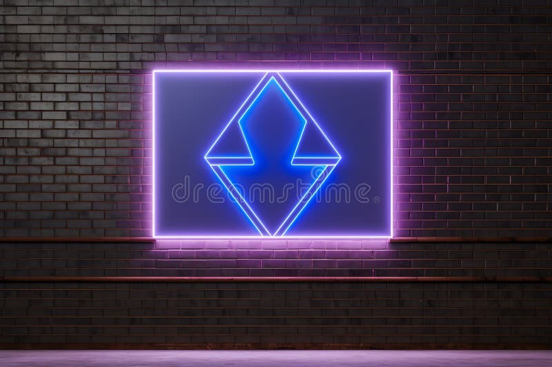 Empty Neon Light Store Wall for Logo Stock Illustration Illustration