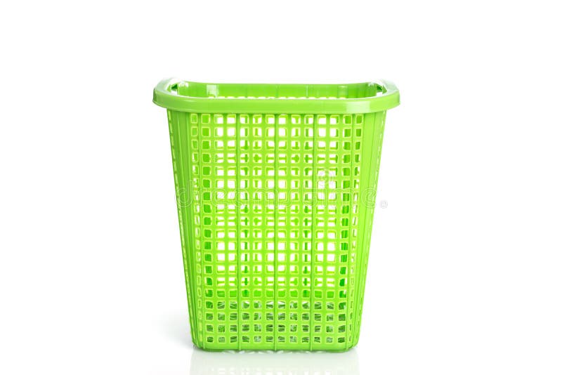 Empty new green plastic basket isolated on white royalty free stock photo