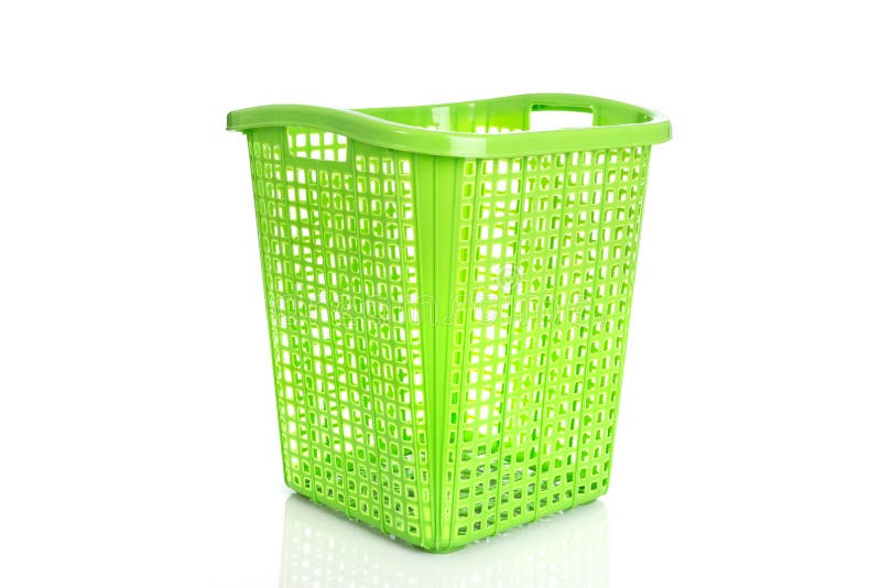 Empty new green plastic basket isolated on white royalty free stock photography