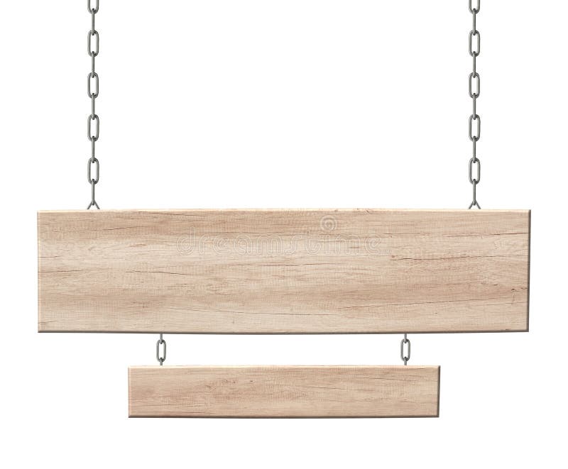 Oblong Wooden Double Sign Made Of Light Wood Hanging On