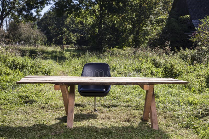 Empty Office Desk Outdoor Office Stock Photo Image of black, interior