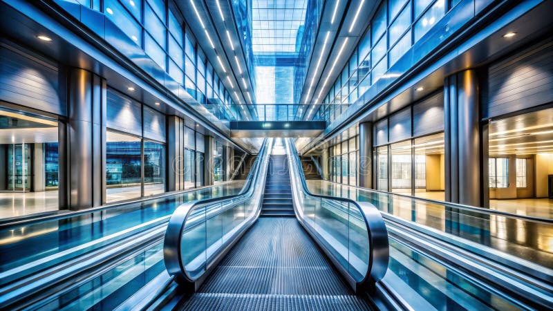 Empty Office Hallways Blurred in Motion Modern Skyscraper at Peak Business Hours royalty free illustration