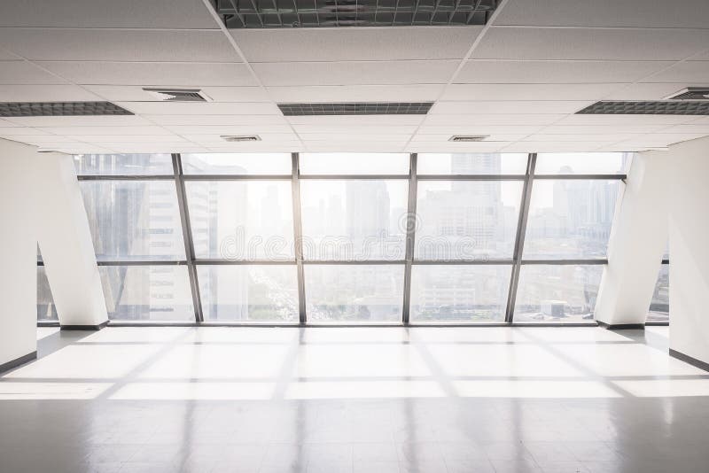 Empty office space with large window royalty free stock image