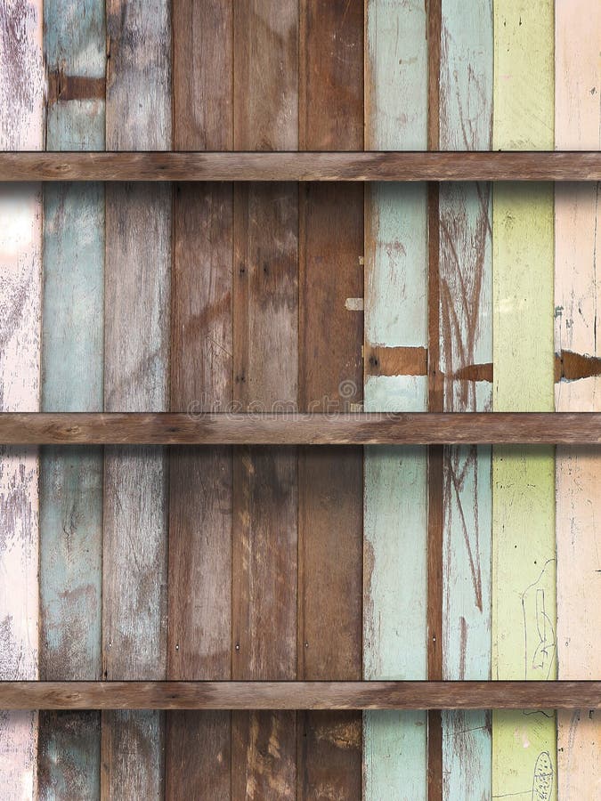 Empty of old wood shelf