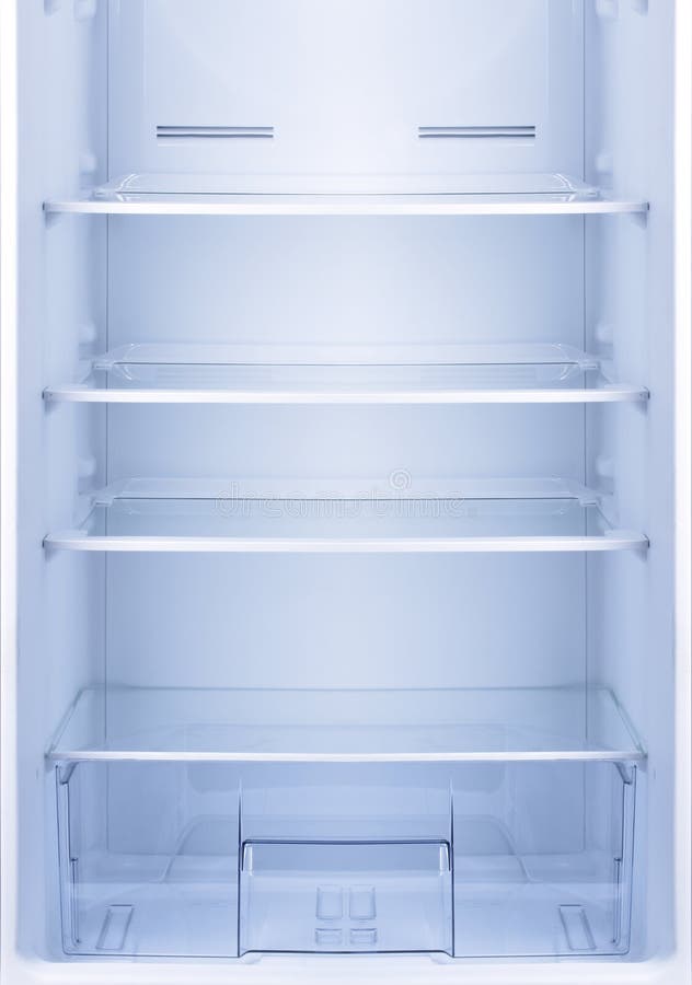 Empty open fridge. stock photo. Image of cool, open, refrigerator